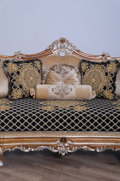 European Furniture - Saint Germain II Luxury Sofa in Light Gold & Antique Silver - 35552-S - GreatFurnitureDeal