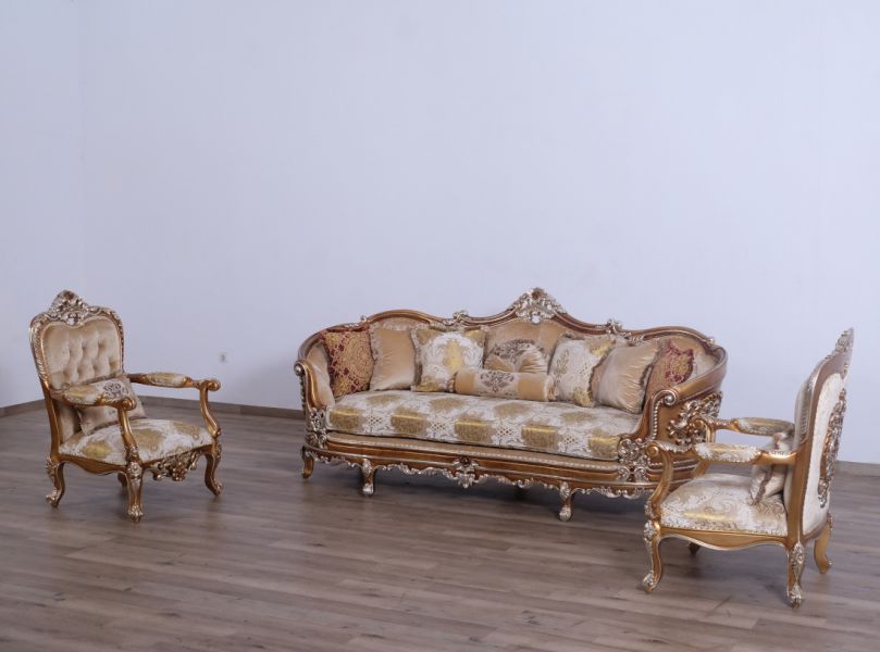 European Furniture - Saint Germain Luxury Chair in Light Gold & Antique Silver - 35550-C - GreatFurnitureDeal