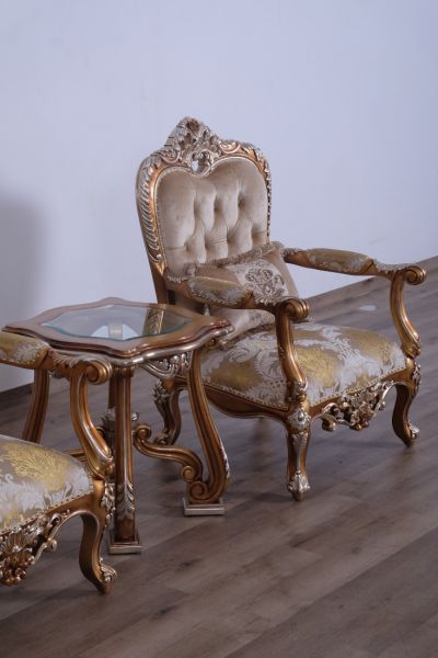European Furniture - Saint Germain Luxury Side Table in Light Gold & Antique Silver - 35550-ET - GreatFurnitureDeal