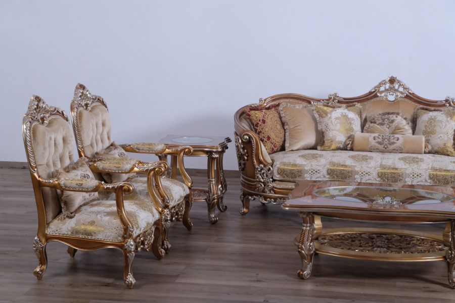 European Furniture - Saint Germain Luxury Chair in Light Gold & Antique Silver - 35550-C - GreatFurnitureDeal