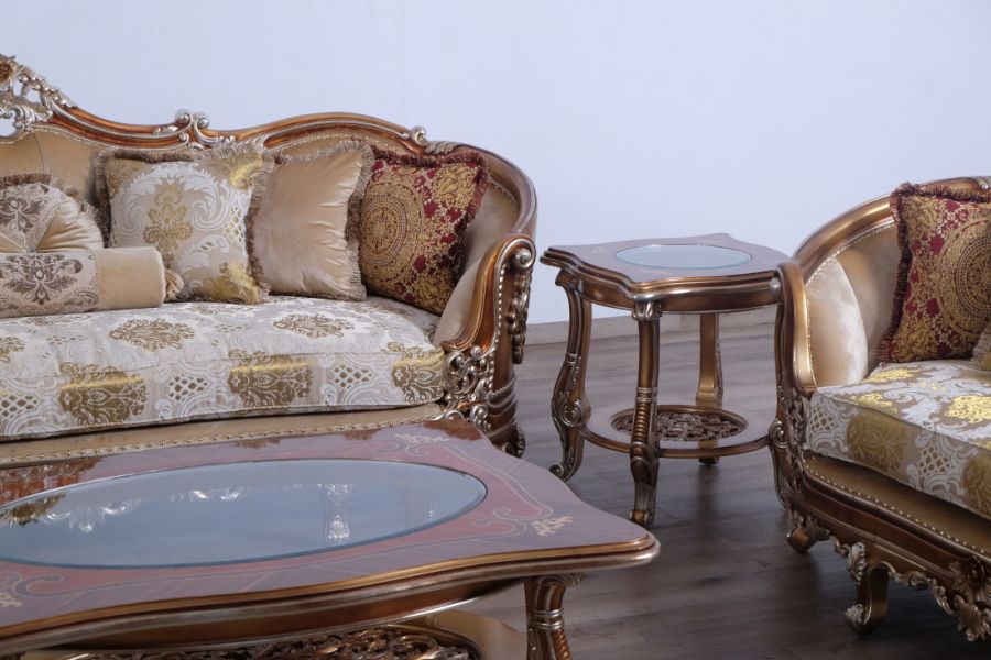 European Furniture - Saint Germain Luxury Side Table in Light Gold & Antique Silver - 35550-ET - GreatFurnitureDeal