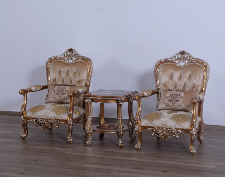European Furniture - Saint Germain Luxury Chair in Light Gold & Antique Silver - 35550-C - GreatFurnitureDeal