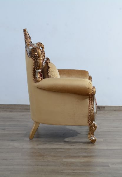 European Furniture - Emperador III Chair in Antique Brown - Blended Silver & Gold - 42036-C - GreatFurnitureDeal