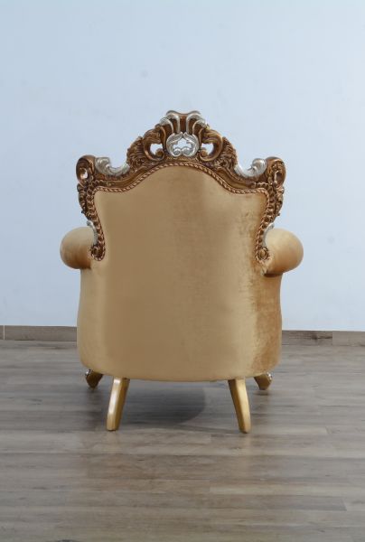 European Furniture - Emperador III Chair in Antique Brown - Blended Silver & Gold - 42036-C - GreatFurnitureDeal