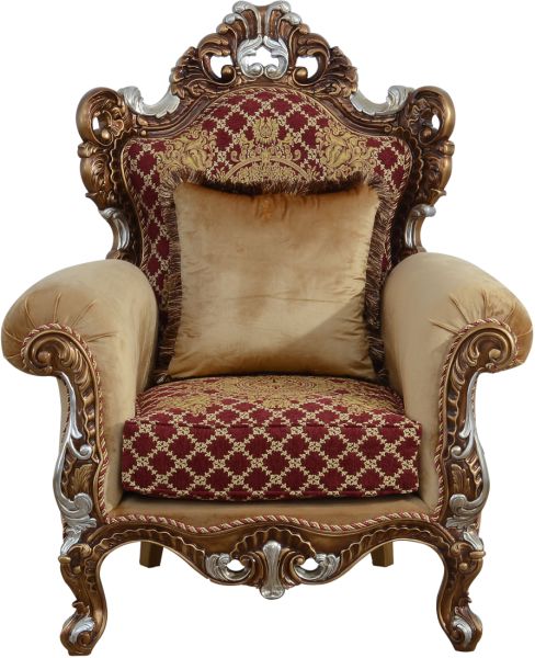 European Furniture - Emperador III Chair in Antique Brown - Blended Silver & Gold - 42036-C - GreatFurnitureDeal