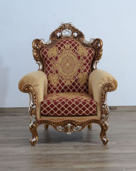 European Furniture - Emperador III Chair in Antique Brown - Blended Silver & Gold - 42036-C - GreatFurnitureDeal