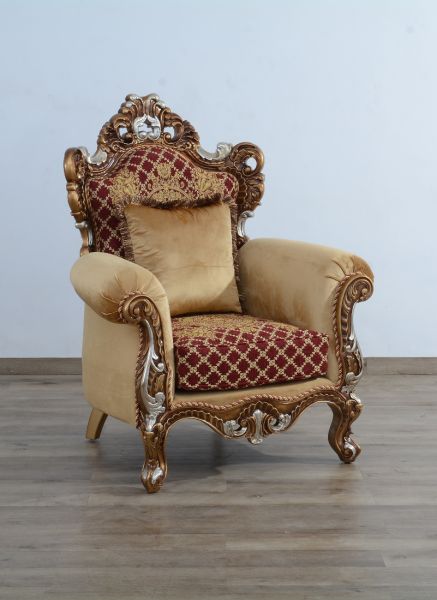 European Furniture - Emperador III Chair in Antique Brown - Blended Silver & Gold - 42036-C - GreatFurnitureDeal