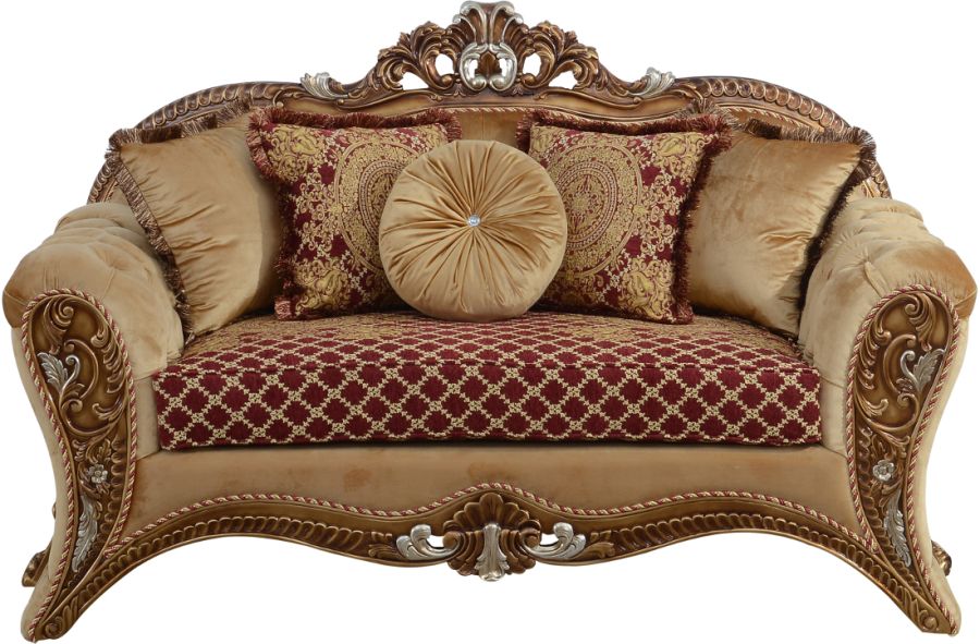 European Furniture - Emperador III Loveseat in Antique Brown - Blended Silver & Gold- 42036-L - GreatFurnitureDeal