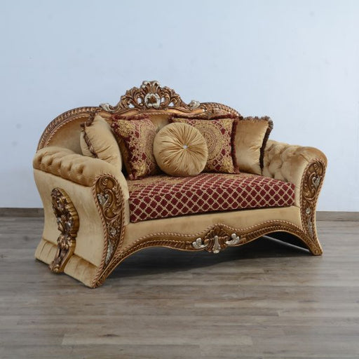 European Furniture - Emperador III Loveseat in Antique Brown - Blended Silver & Gold- 42036-L - GreatFurnitureDeal