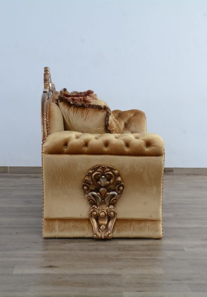 European Furniture - Emperador III Loveseat in Antique Brown - Blended Silver & Gold- 42036-L - GreatFurnitureDeal