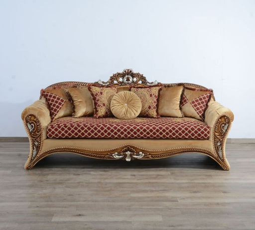 European Furniture - Emperador III Sofa in Antique Brown - Blended Silver & Gold- 42036-S - GreatFurnitureDeal