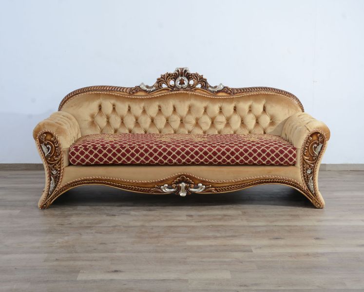 European Furniture - Emperador III Sofa in Antique Brown - Blended Silver & Gold- 42036-S - GreatFurnitureDeal