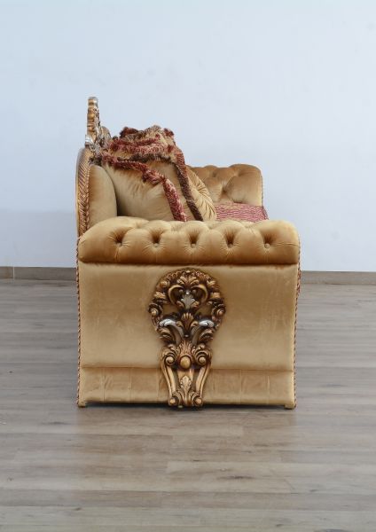 European Furniture - Emperador III Sofa in Antique Brown - Blended Silver & Gold- 42036-S - GreatFurnitureDeal