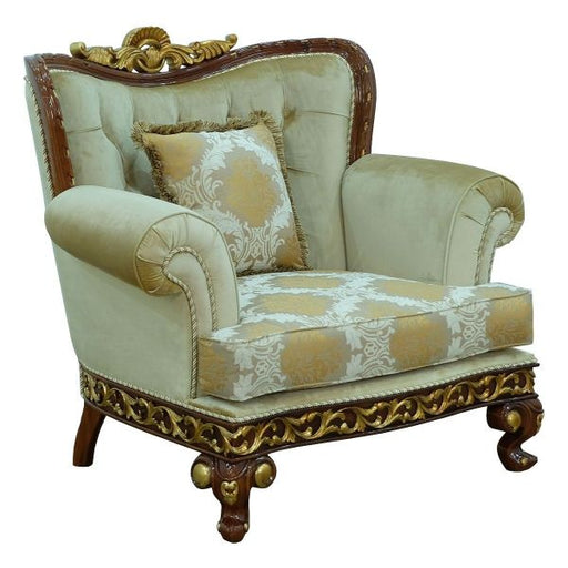 European Furniture - Fantasia II Chair in Antique Walnut - Dark Gold Leaf - 40019-C - GreatFurnitureDeal