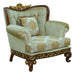 European Furniture - Fantasia II Chair in Antique Walnut - Dark Gold Leaf - 40019-C - GreatFurnitureDeal