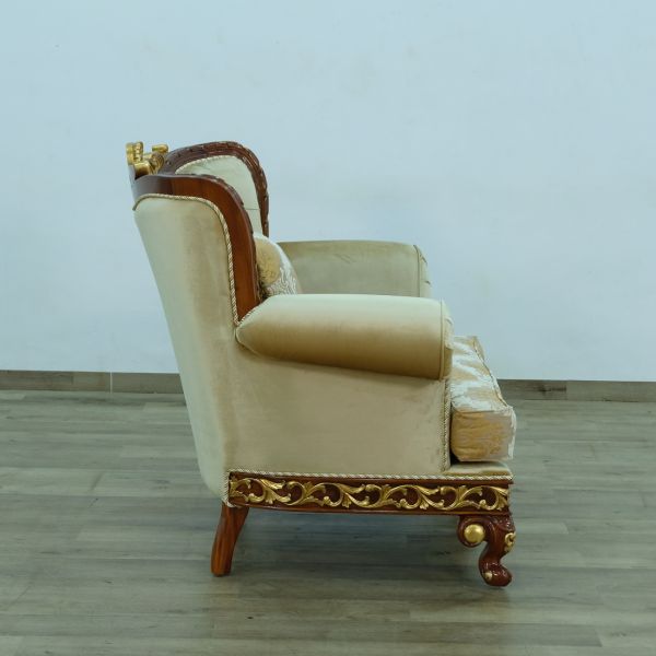 European Furniture - Fantasia II Chair in Antique Walnut - Dark Gold Leaf - 40019-C - GreatFurnitureDeal