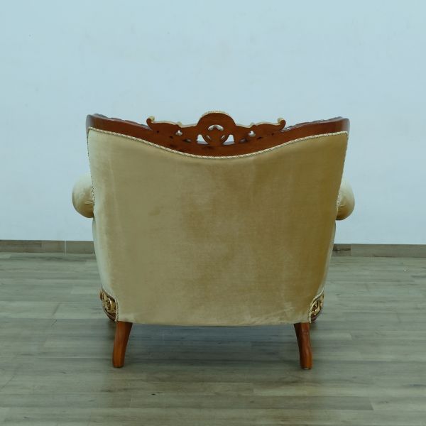 European Furniture - Fantasia II Chair in Antique Walnut - Dark Gold Leaf - 40019-C - GreatFurnitureDeal