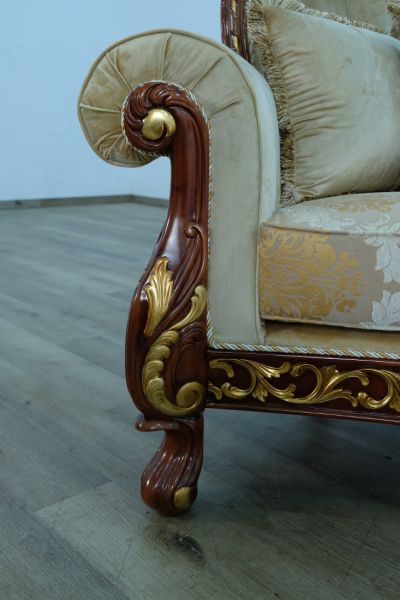 European Furniture - Fantasia II Loveseat in Antique Walnut - Dark Gold Leaf - 40019-L - GreatFurnitureDeal
