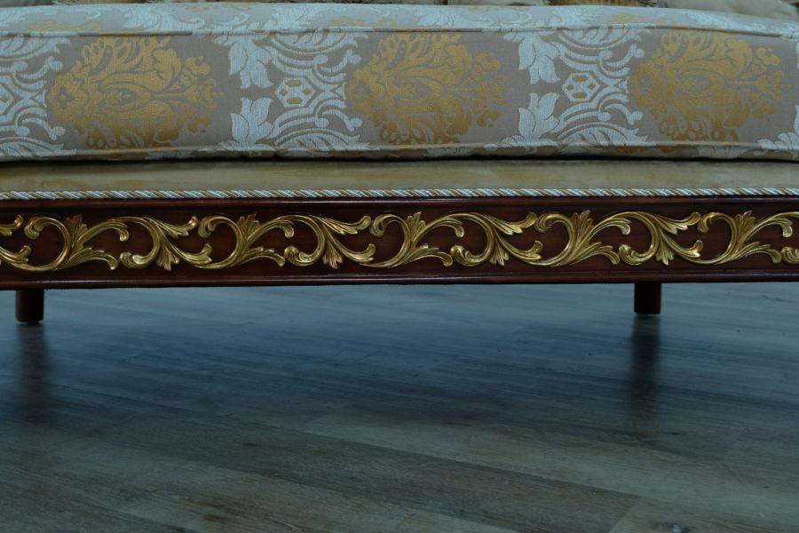 European Furniture - Fantasia II Loveseat in Antique Walnut - Dark Gold Leaf - 40019-L - GreatFurnitureDeal
