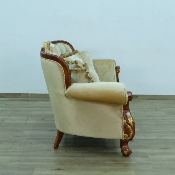 European Furniture - Fantasia II Loveseat in Antique Walnut - Dark Gold Leaf - 40019-L - GreatFurnitureDeal