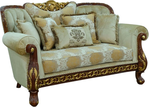 European Furniture - Fantasia II Loveseat in Antique Walnut - Dark Gold Leaf - 40019-L - GreatFurnitureDeal
