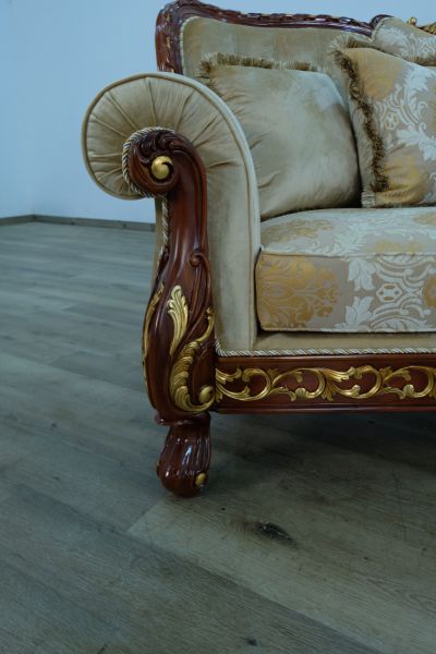 European Furniture - Fantasia II Sofa in Antique Walnut - Dark Gold Leaf - 40019-S - GreatFurnitureDeal