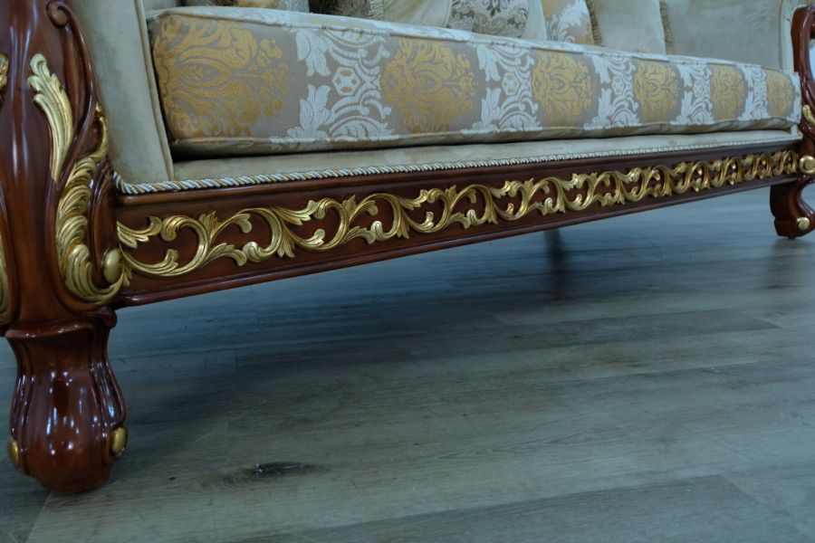 European Furniture - Fantasia II Sofa in Antique Walnut - Dark Gold Leaf - 40019-S - GreatFurnitureDeal