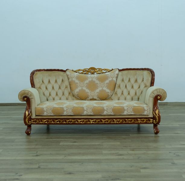 European Furniture - Fantasia II Sofa in Antique Walnut - Dark Gold Leaf - 40019-S - GreatFurnitureDeal