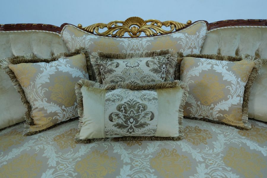 European Furniture - Fantasia II Sofa in Antique Walnut - Dark Gold Leaf - 40019-S - GreatFurnitureDeal