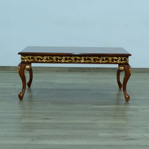 European Furniture - Fantasia II Coffee Table in Antique Walnut- Dark Gold Leaf - 40019-CT - GreatFurnitureDeal