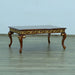 European Furniture - Fantasia II Coffee Table in Antique Walnut- Dark Gold Leaf - 40019-CT - GreatFurnitureDeal