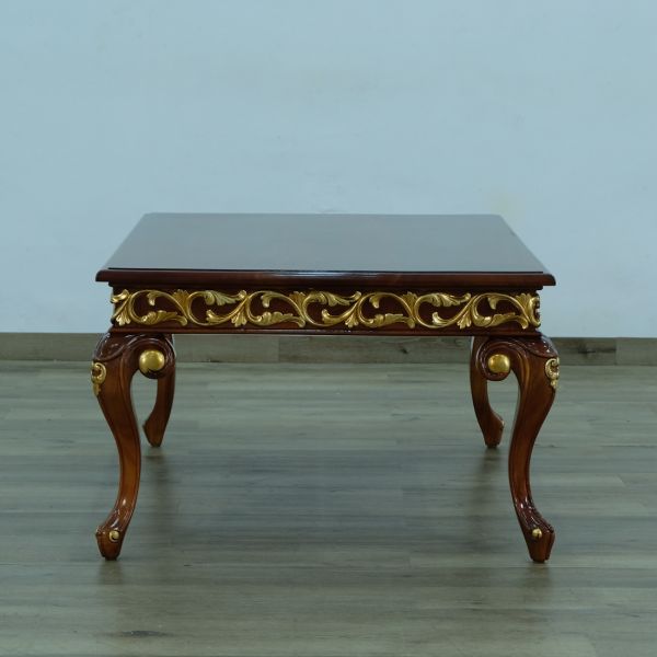 European Furniture - Fantasia II Coffee Table in Antique Walnut- Dark Gold Leaf - 40019-CT - GreatFurnitureDeal
