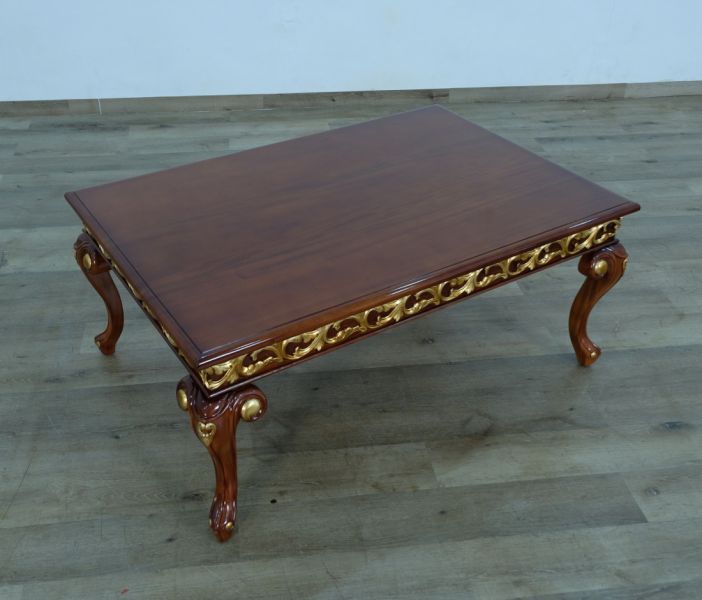 European Furniture - Fantasia II Coffee Table in Antique Walnut- Dark Gold Leaf - 40019-CT - GreatFurnitureDeal