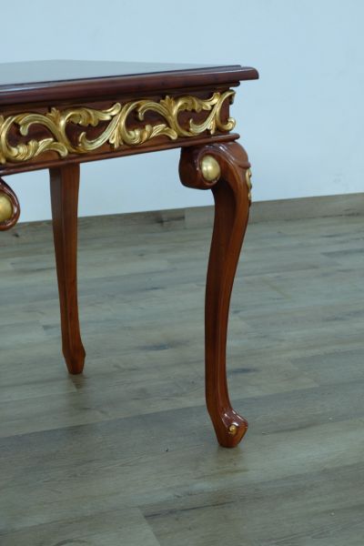 European Furniture - Fantasia II Side Table in Antique Walnut - Dark Gold Leaf - 40019-ET - GreatFurnitureDeal