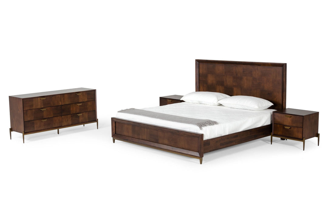 VIG Furniture - Modrest Shane - Modern Acacia & Brass Queen Bed - VGNXSHANE-BED-Q - GreatFurnitureDeal