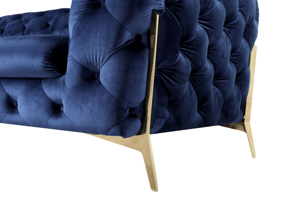 VIG Furniture - Divani Casa Sheila Transitional Dark Blue Fabric Sofa - VGCA1346-BLUE-S