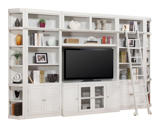 Parker House - Boca 7 Piece Entertainment Wall with Corner Bookcases in Cottage White - BOC-7PC-ENT-RNDWALL - GreatFurnitureDeal