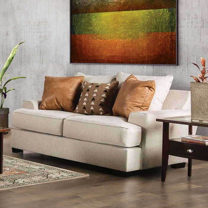 Furniture of America - New Meadows 2 Piece Sofa Set in Sand/Caramel - SM1214-SF-2SET - GreatFurnitureDeal