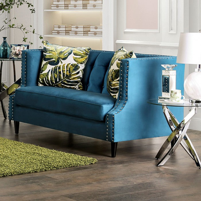Furniture of America - Azuletti 2 Piece Sofa Set in Dark Teal/Apple Green - SM2219-SF-2SET - GreatFurnitureDeal