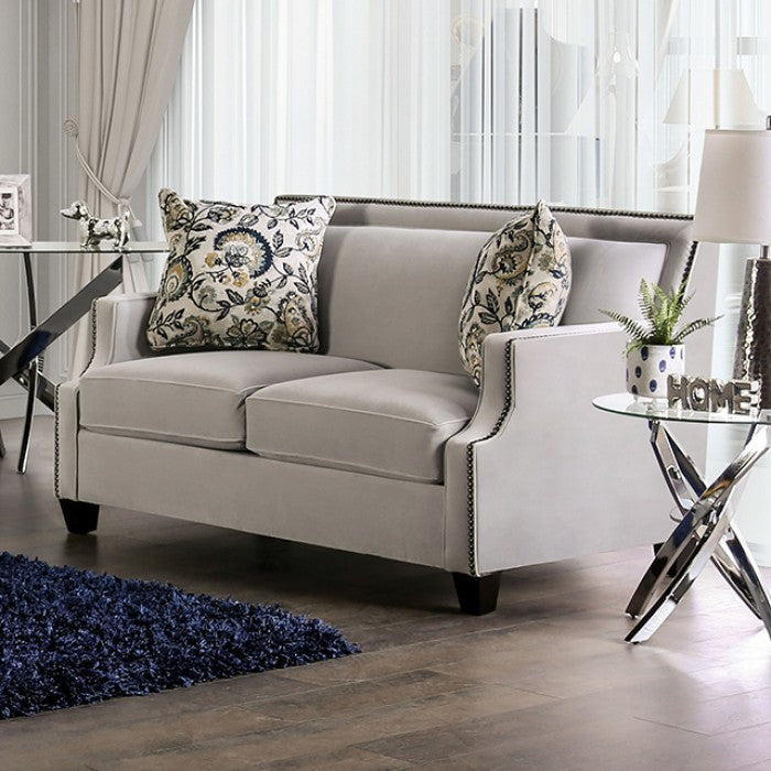 Furniture of America - Montecelio 2 Piece Sofa Set in Light Gray/Navy - SM2270-SF-2SET - GreatFurnitureDeal