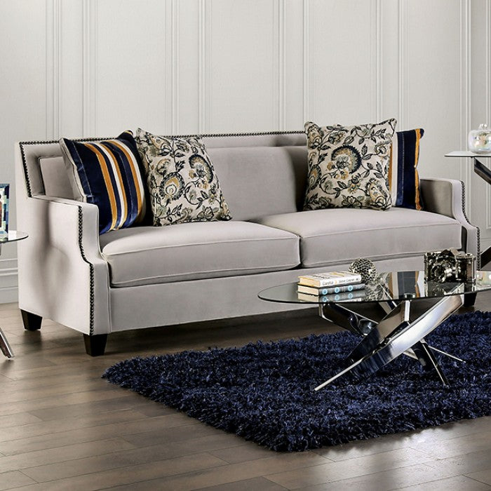Furniture of America - Montecelio 2 Piece Sofa Set in Light Gray/Navy - SM2270-SF-2SET - GreatFurnitureDeal