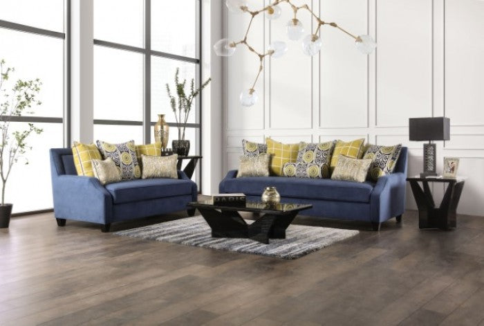Furniture of America - West Brompton Sofa in Navy/Yellow - SM2274-SF