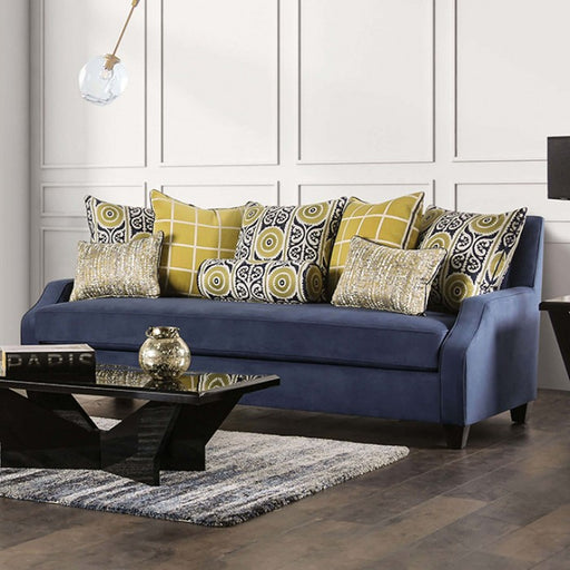 Furniture of America - West Brompton Sofa in Navy/Yellow - SM2274-SF - GreatFurnitureDeal