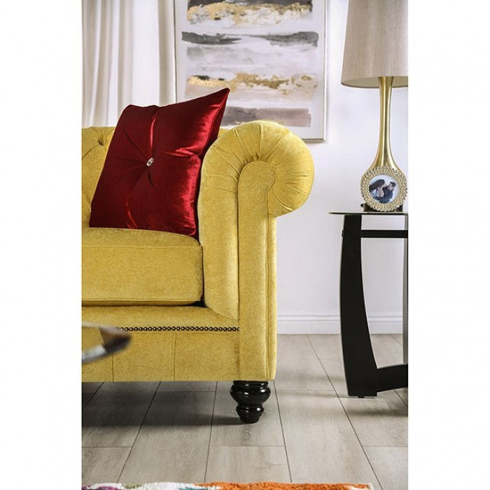 Furniture of America - Eliza Loveseat in Royal Yellow, Red - SM2284-LV - GreatFurnitureDeal