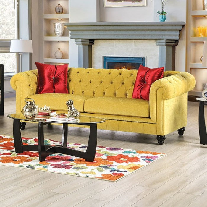 Furniture of America - Eliza Sofa in Royal Yellow, Red - SM2284-SF - GreatFurnitureDeal