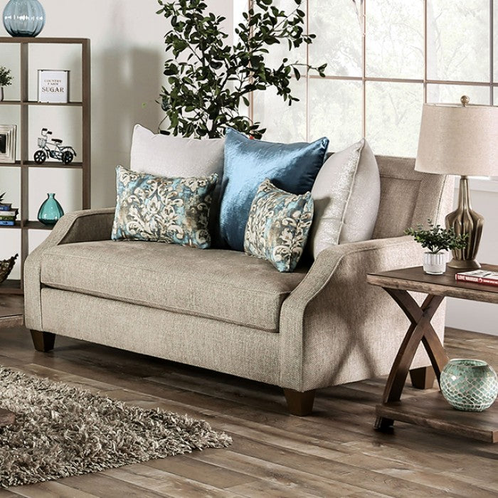 Furniture of America - Catarina 2 Piece Sofa Set in Beige/Teal - SM2287-SF-2SET - GreatFurnitureDeal