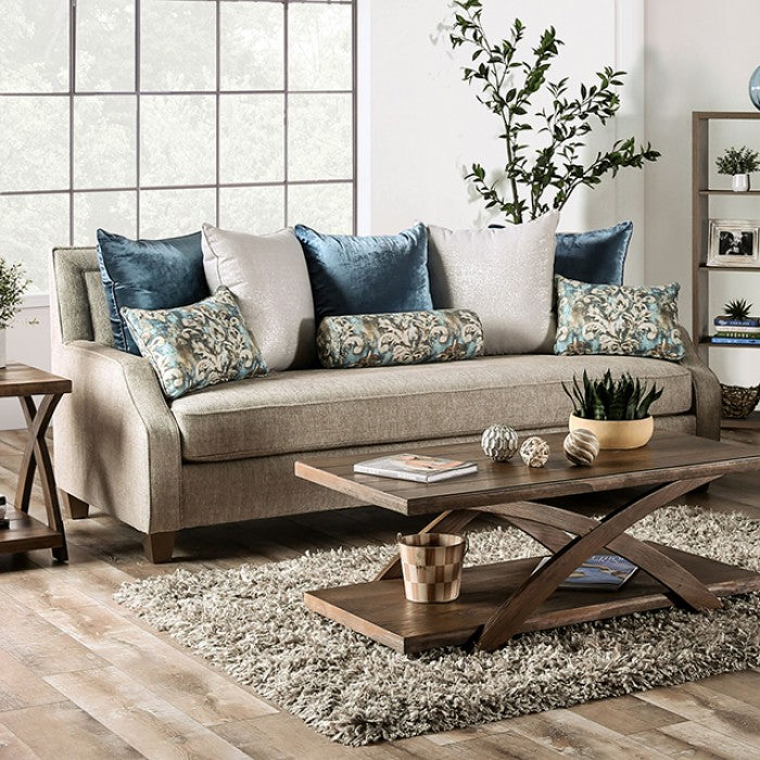 Furniture of America - Catarina 2 Piece Sofa Set in Beige/Teal - SM2287-SF-2SET - GreatFurnitureDeal