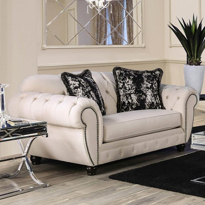 Furniture of America - Gilda 2 Piece Sofa Set in Beige, Black - SM2292-SF-2SET - GreatFurnitureDeal