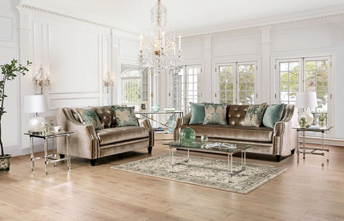Furniture of America - Elicia Sofa in Champagne, Turquoise - SM2685-SF