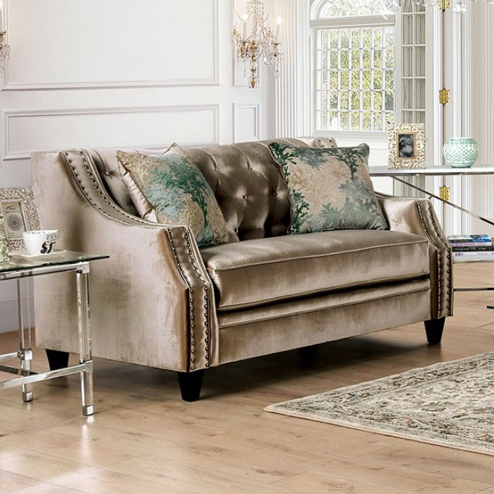 Furniture of America - Elicia 2 Piece Sofa Set in Champagne, Turquoise - SM2685-SF-2SET
